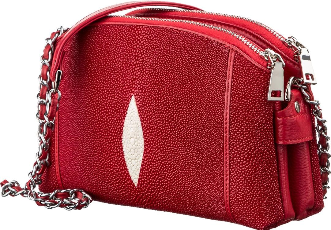 Сумка Stingray leather 18217 из натуральной кожи морского ската Красный