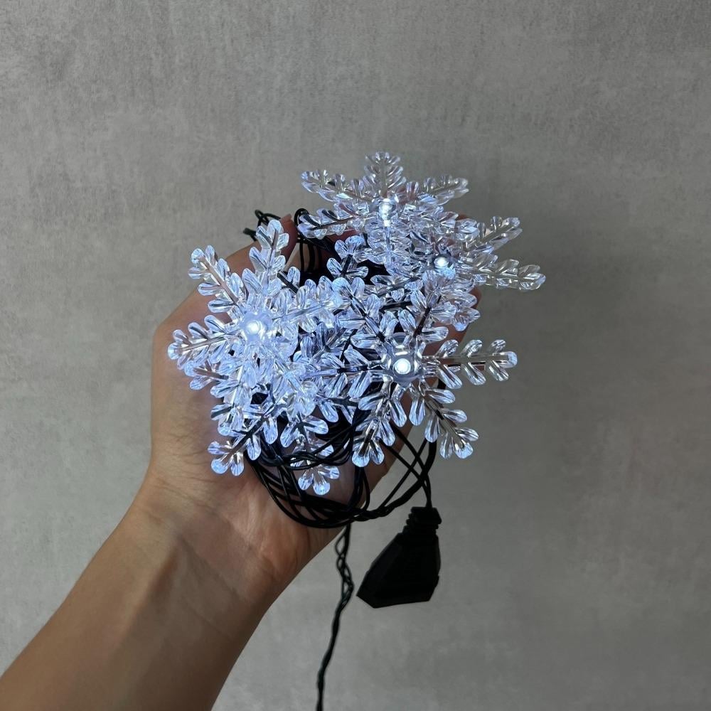 Гирлянда Снежинки 10LED белая 3 м от электросети (9133-026) - фото 2