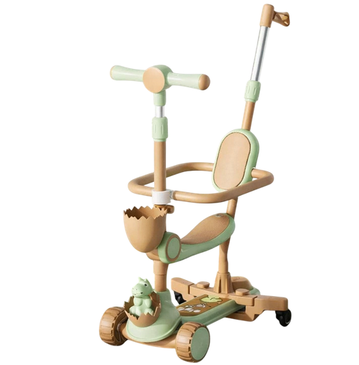 Самокат детский 5в1 с сидением/регулировкой высоты руля Бежевый/Мятный (Ak-FD-39/4)