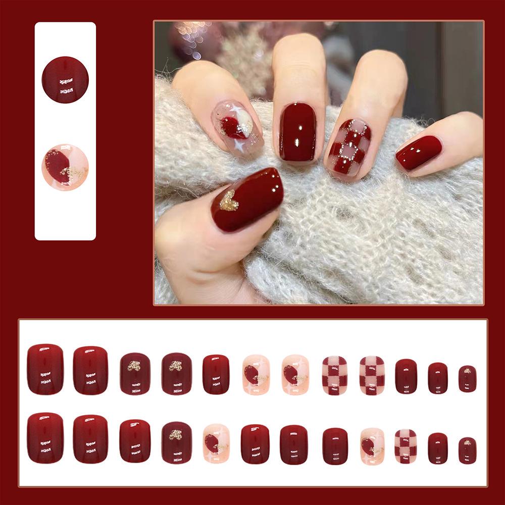 Накладні нігті з клеєм Bananahall 24 шт. Червоний (A9781) - фото 5