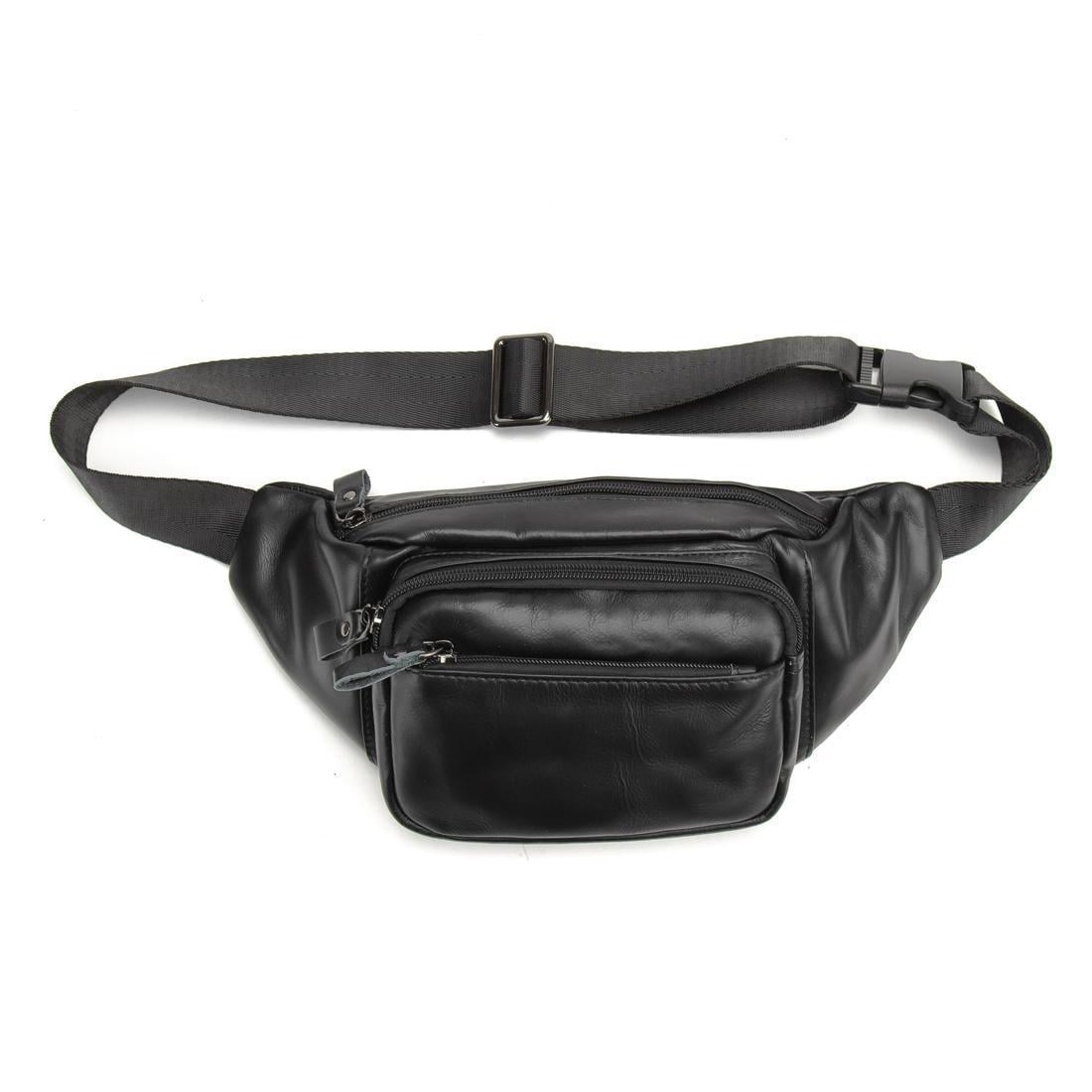 Сумка-бананка чоловіча шкіряна Tiding Bag t0186A Чорний (2656558720)