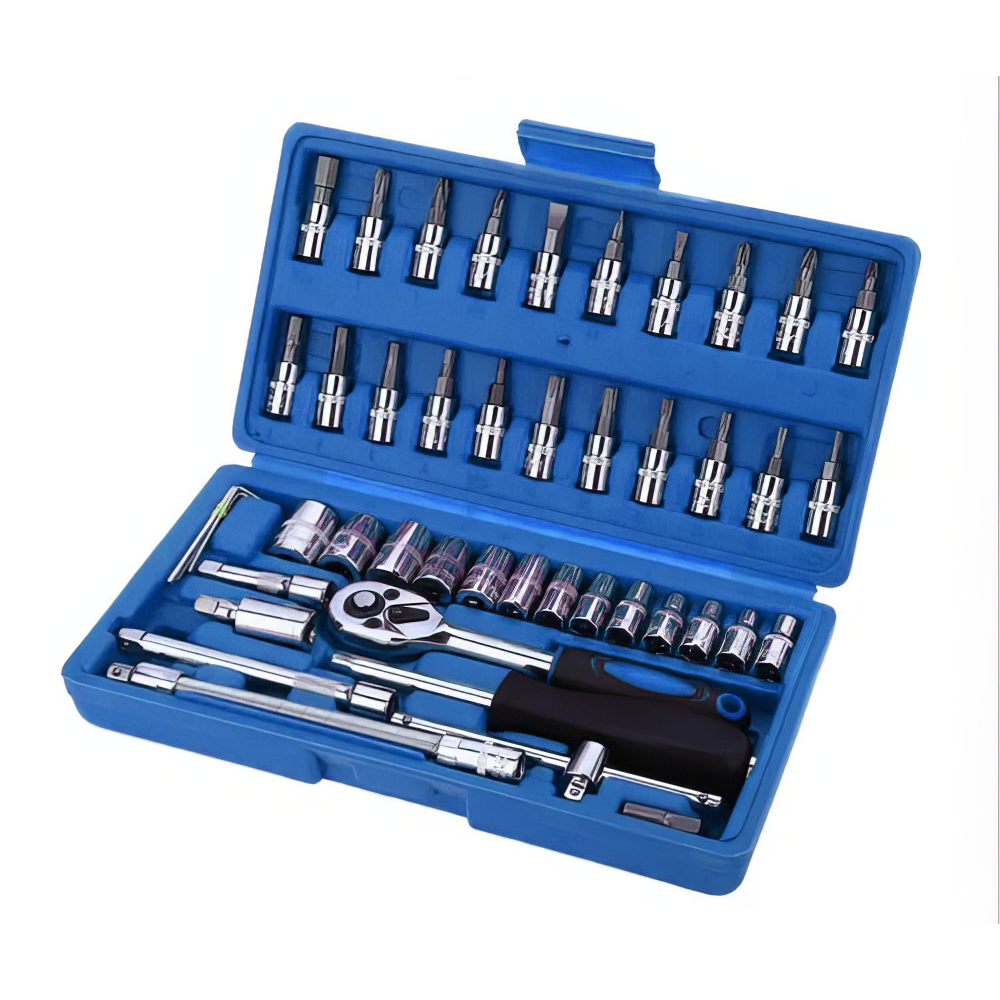 Набір інструментів універсальний з тріскачкою 46 пр. 1/4" (0012/2) Набір інструментів універсальний з тріскачкою 46 пр. 1/4" (0012/2)