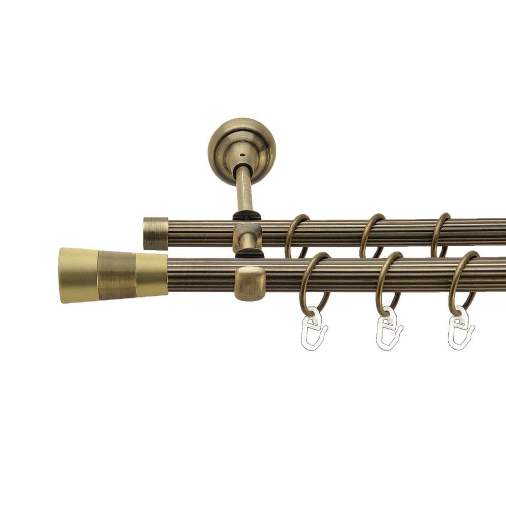 Карниз Orvit Валео металевий дворядний відкритий рифлена труба кільце металеве 19/16 мм 240 см Антик (00-00021989)