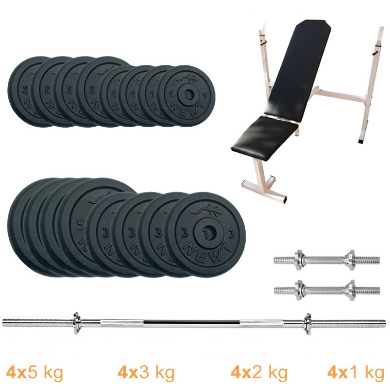 Скамья для жима Newt Gym Set-SKH Home с набором штанга + гантели 55 кг (NE-M-SKH-SET-55) - фото 7