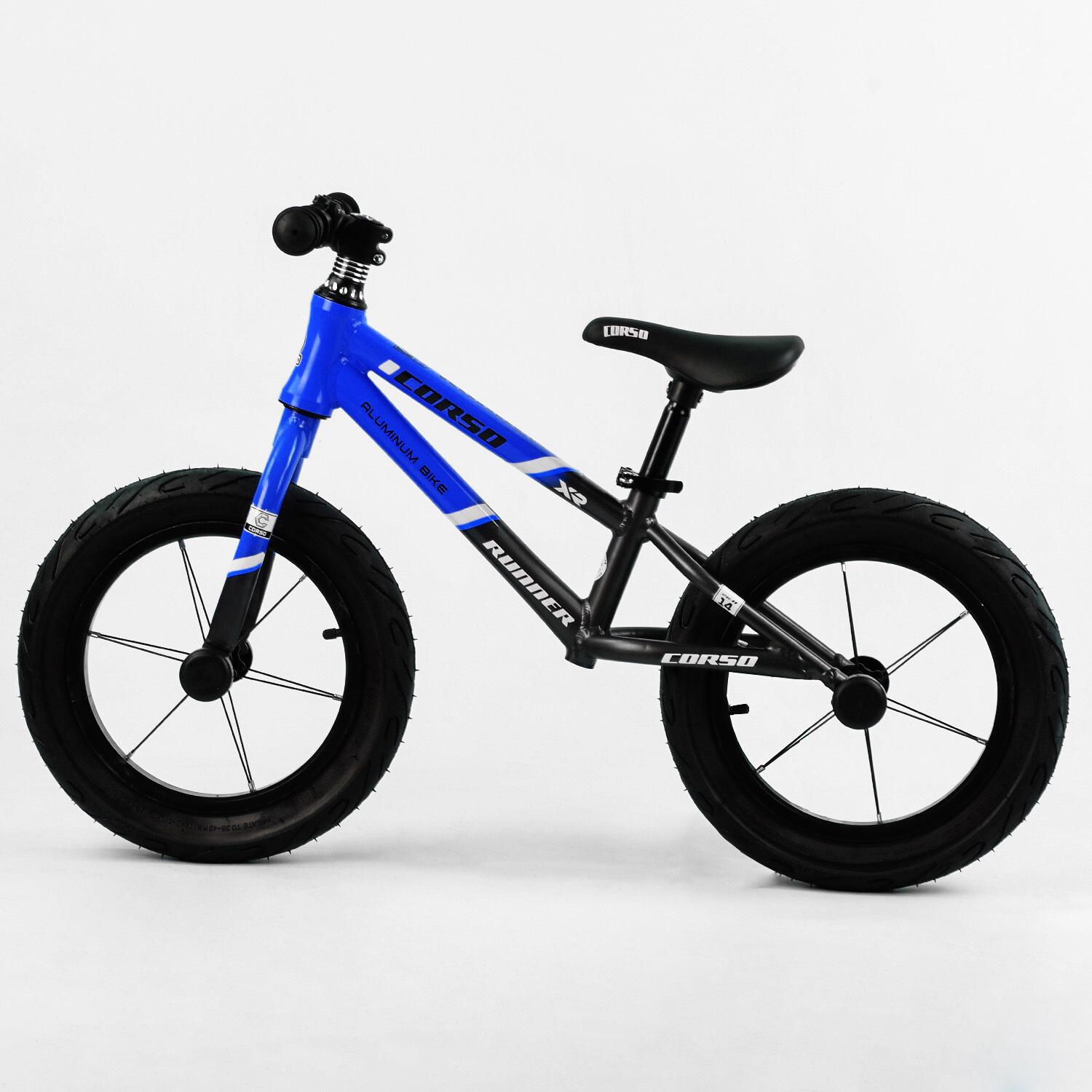 Беговел Corso Runner (алюминиевая рама, надувные колеса 14"). Dark blue - 103518