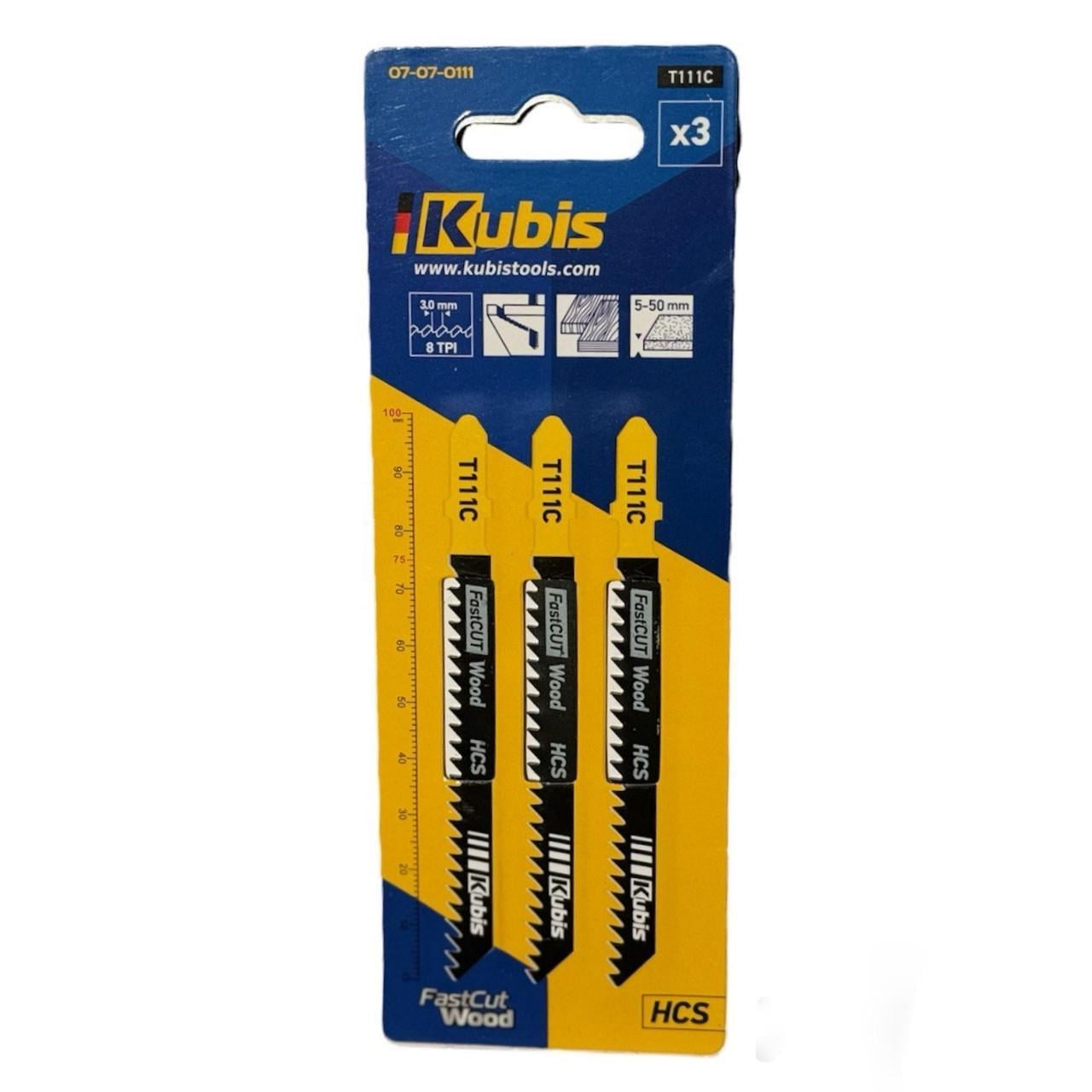 Пиляльне полотно Kubis T111C для дерева до 50 мм 3 шт. (07-07-0111)