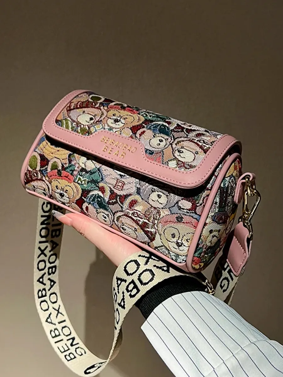Жіноча сумка невелика через плече з ведмедиками Рожевий - фото 7 Жіноча сумка невелика через плече з ведмедиками Рожевий - фото 7