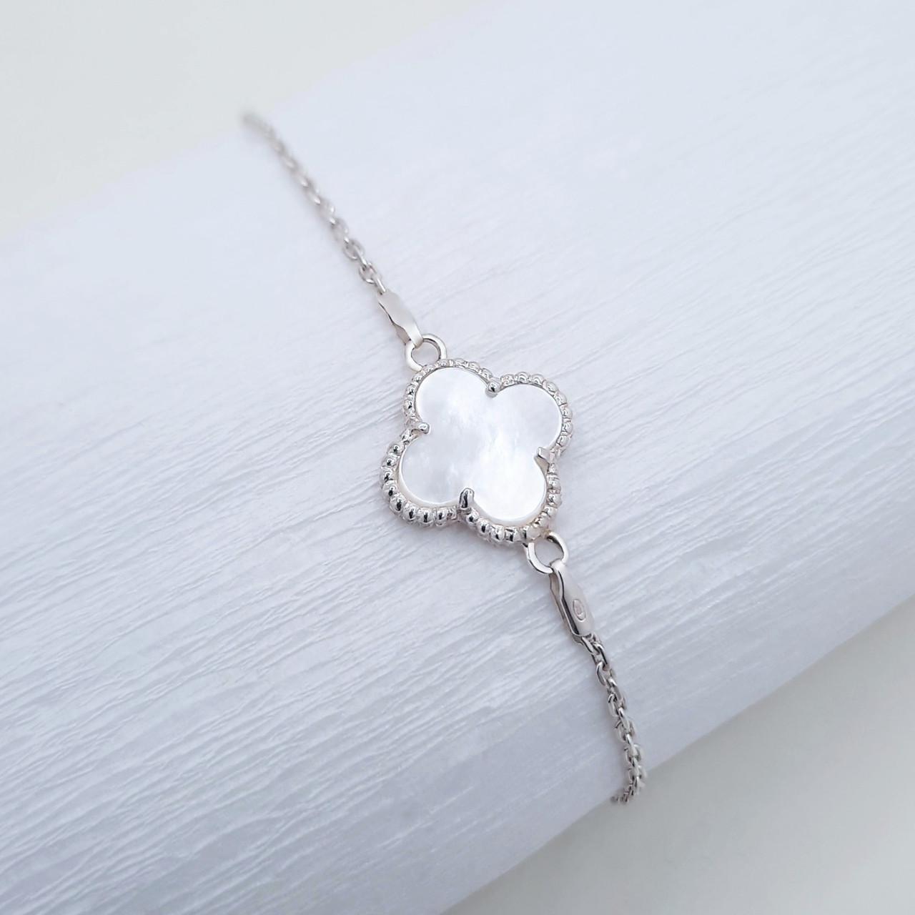 Браслет четырехлистник с перламутром Серебряный (268бр)