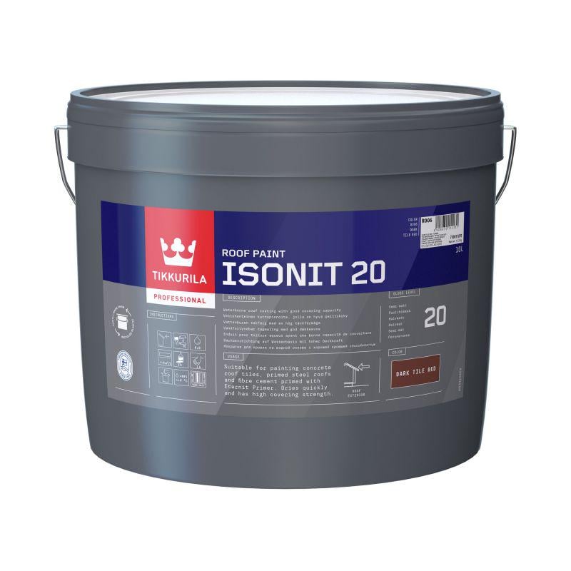 Краска для кровли на водной основе TIKKURILA Isonit Gloss 20 Dark Tile Red R006 10 л