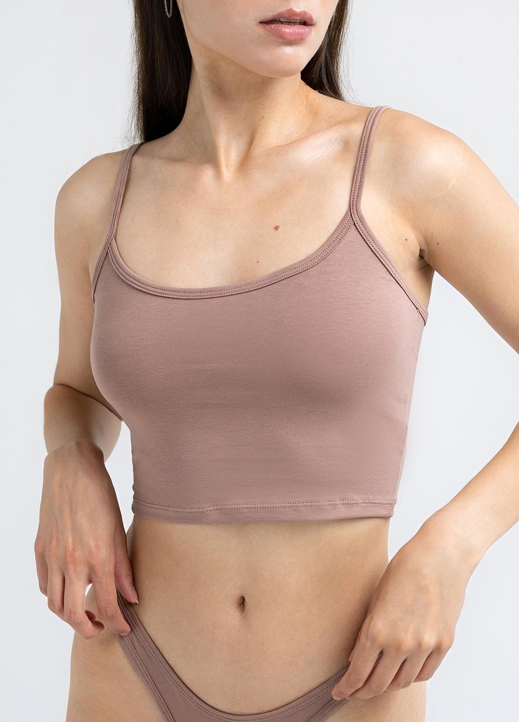 Топ жіночий бавовняний Giulia Crema soul 4110/010 з тонкими бретелями S Brown/Mokko (36086301)