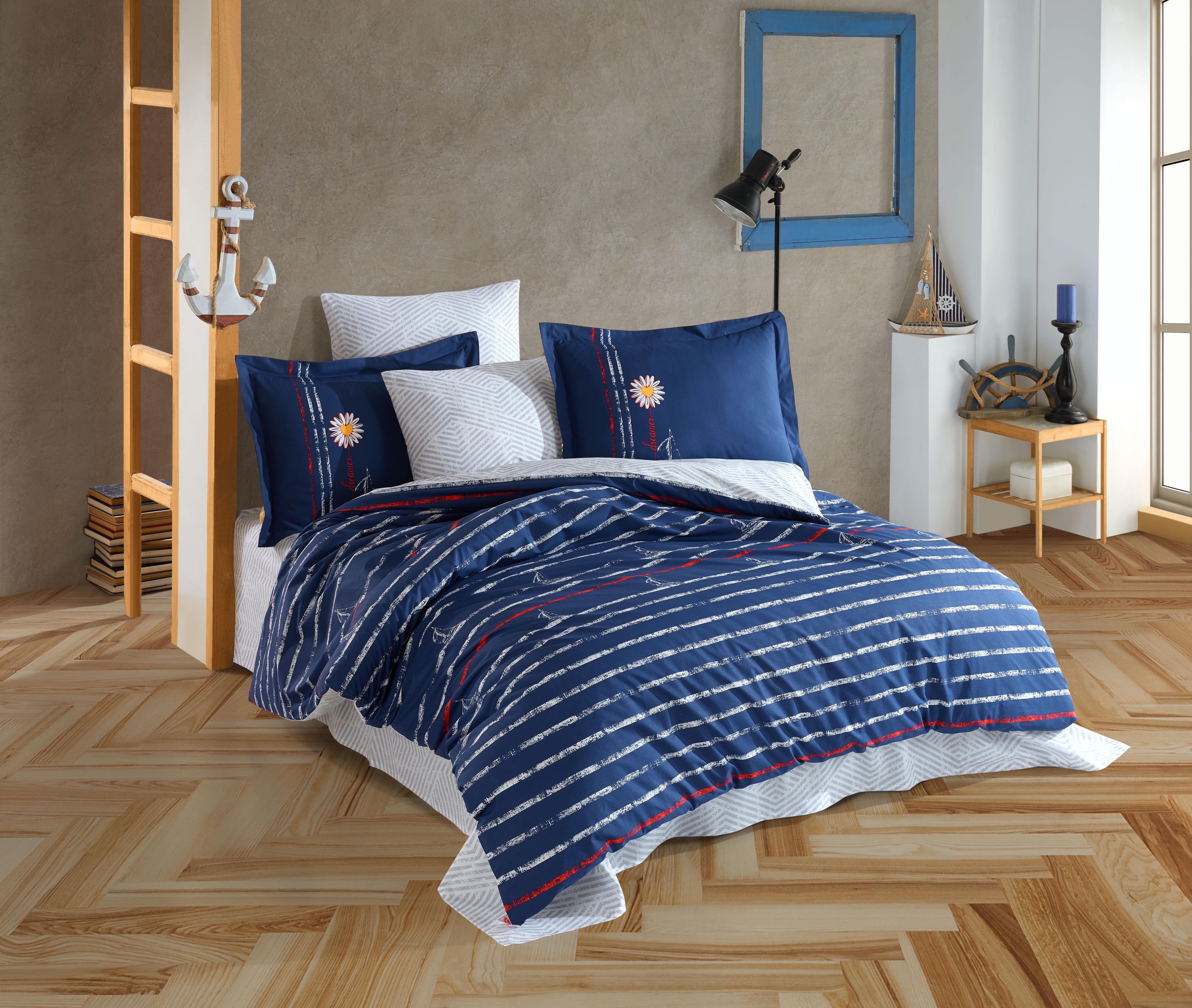 Комплект постельного белья Hobby Poplin Olimpia 200х220 см Синий (8698499167193)