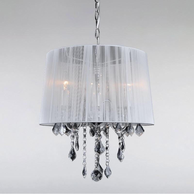 Люстра подвесная с абажуром Light House LS-15254WH-3 WH на три лампы Хром / Кремовый