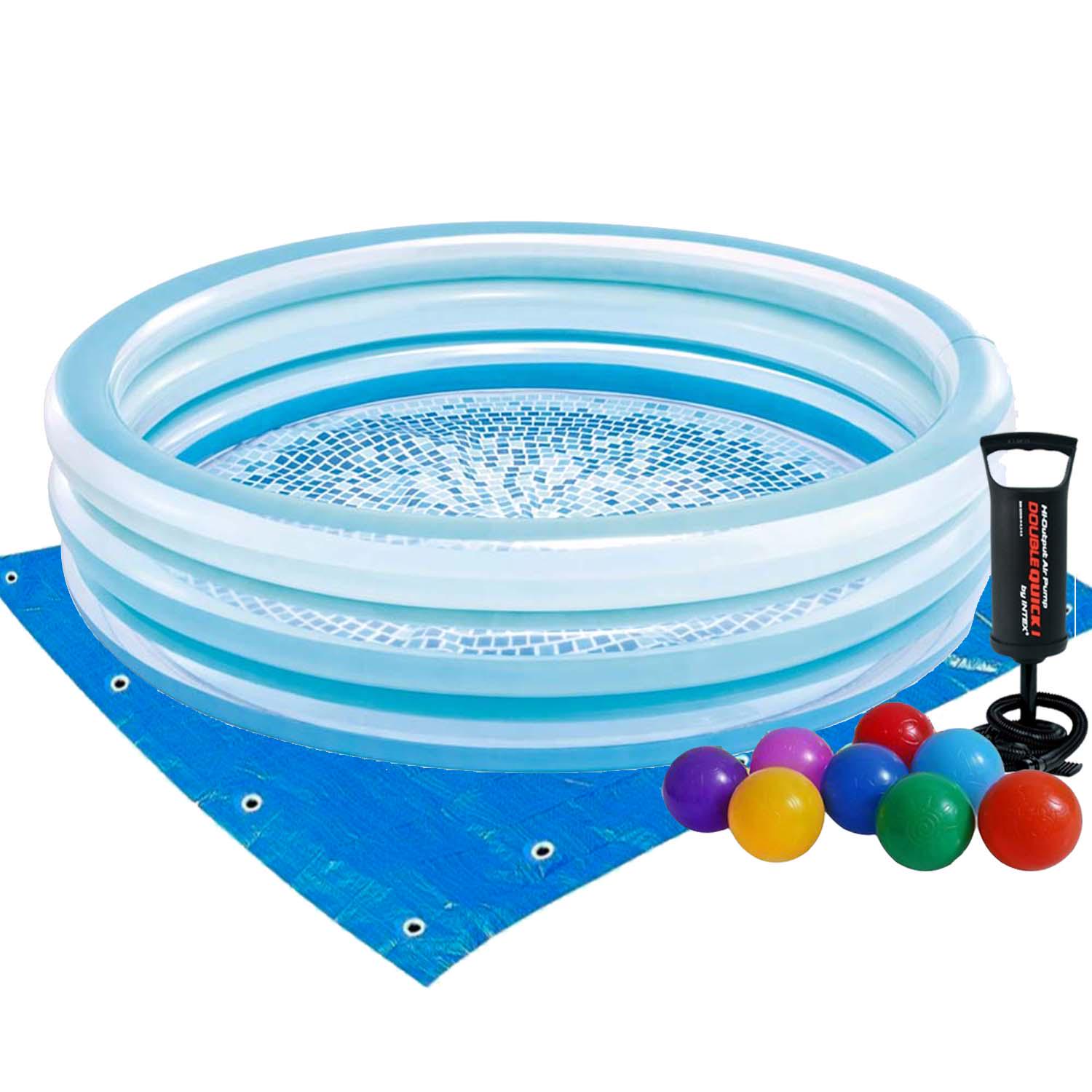 Басейн дитячий надувний Intex 58467-2 Блакитне щастя з кульками/підстилкою/насосом 147х33 см 10 шт. (175593)