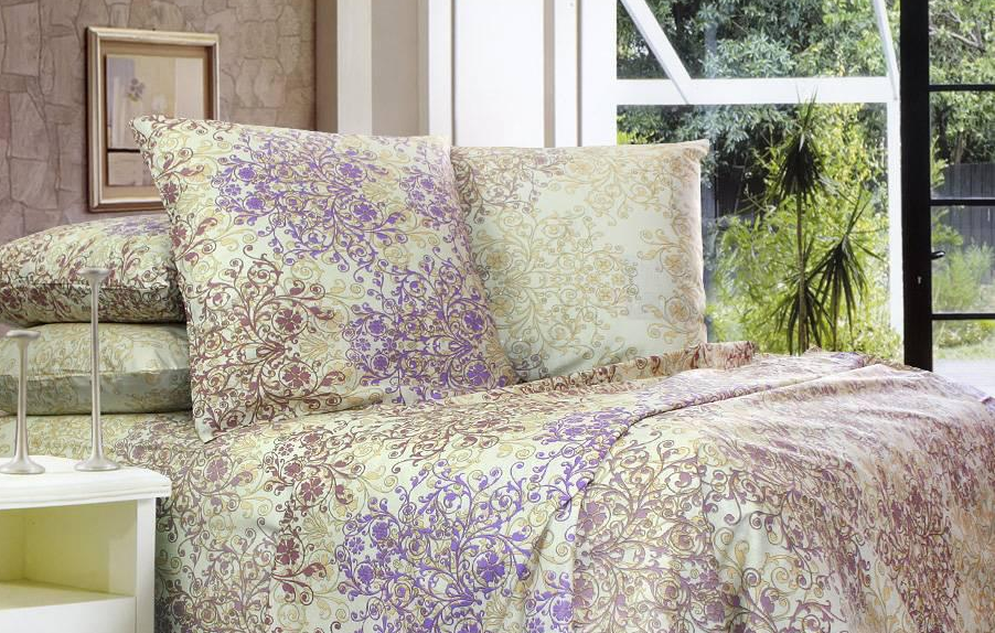 Пододеяльник С0143 145х210 см Бежевый/Фиолетовый (133412)