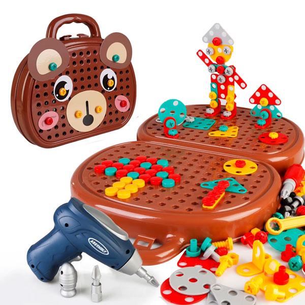 Конструктор для детей на 200 деталей с шуруповертом и инструментами (93719494)