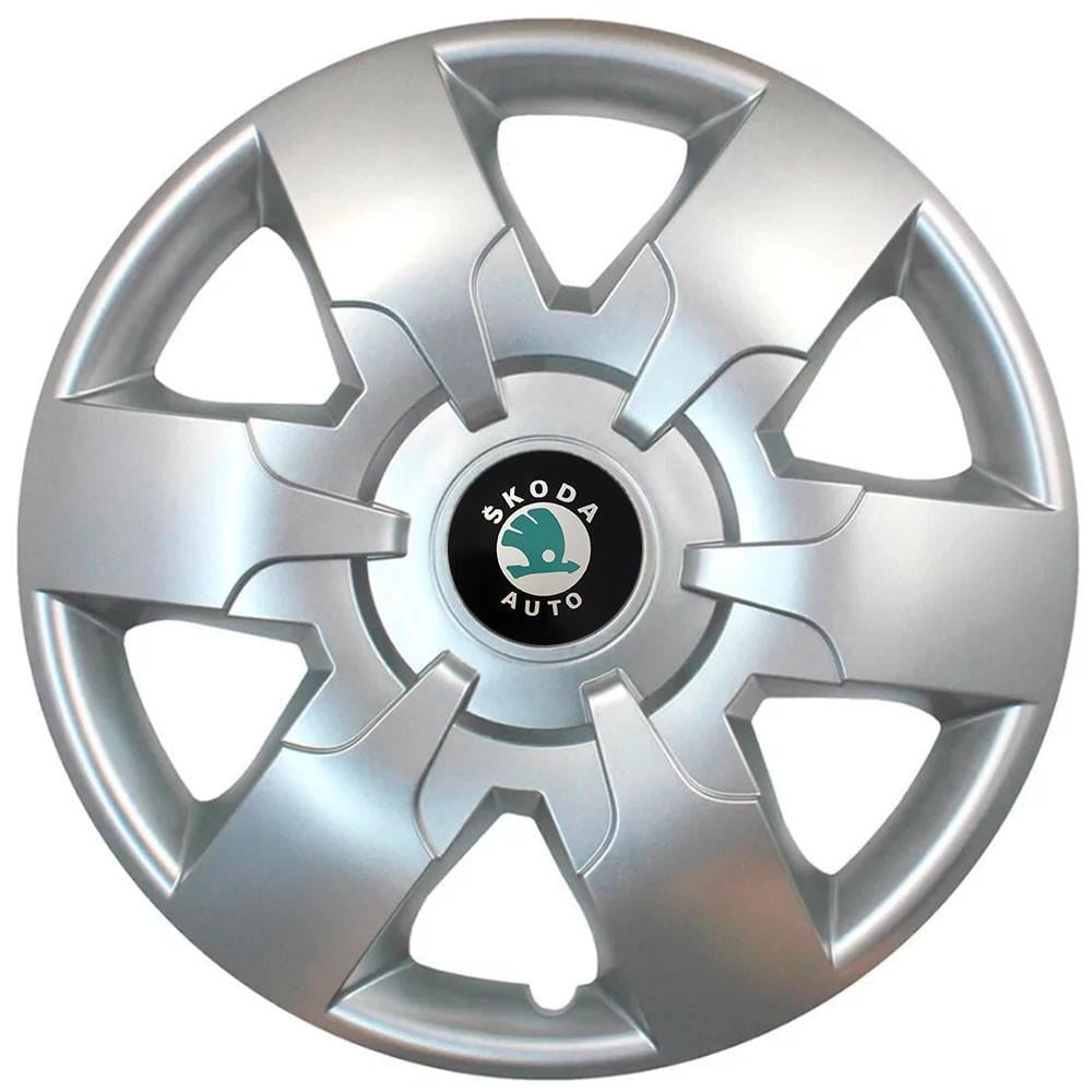 Колпаки SJS с логотипом Skoda 413 R16 4 шт. Зеленый/Серебряный (31006288)