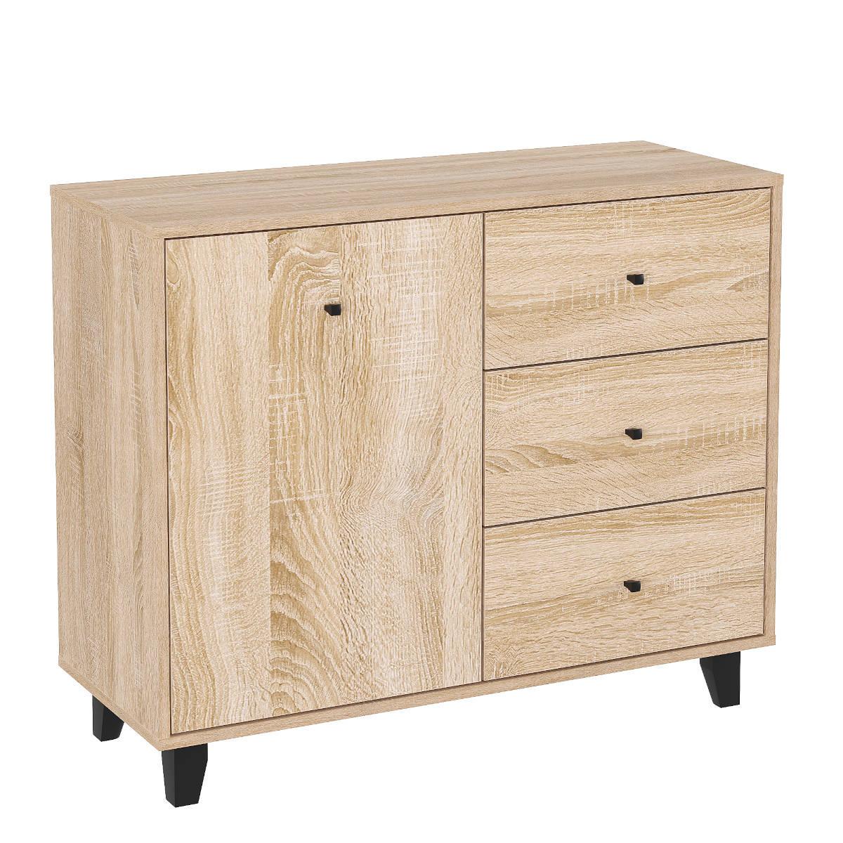 Комод Компанит с ящиками и дверцей 100х40х82 см Дуб сонома (26932680) - фото 1 Комод Компанит с ящиками и дверцей 100х40х82 см Дуб сонома (26932680) - фото 1