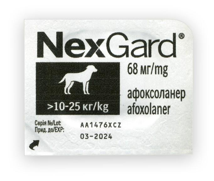 Жувальна таблетка від бліх і кліщів для собак вагою 10-25 кг L Boehringer Ingelheim Nexgard 3 г (3661103042884/8713942403410) - фото 3