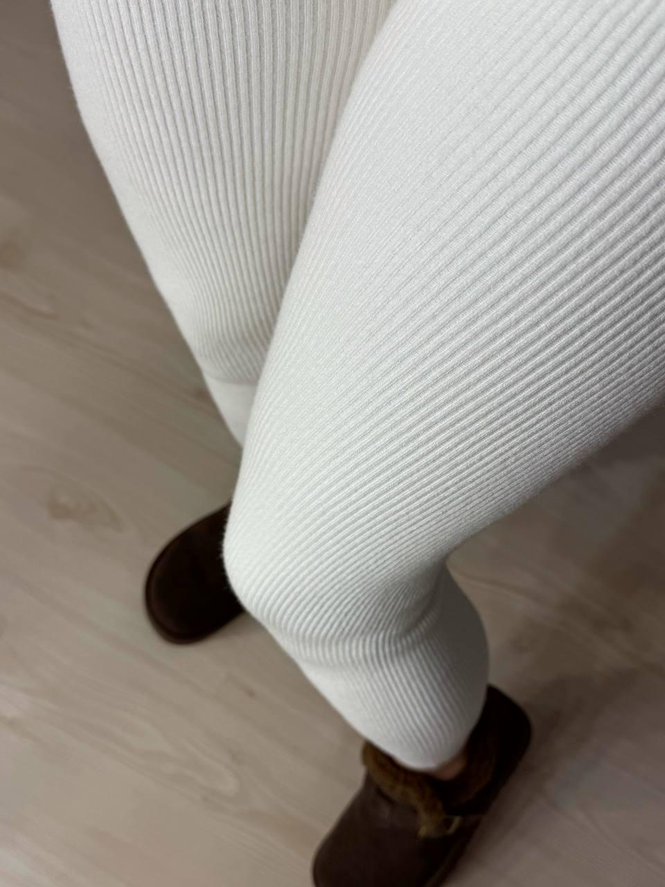 Лосини жіночі A-N 6126-6161 теплі в рубчик на хутрі ангори OS Білий (5590) - фото 8