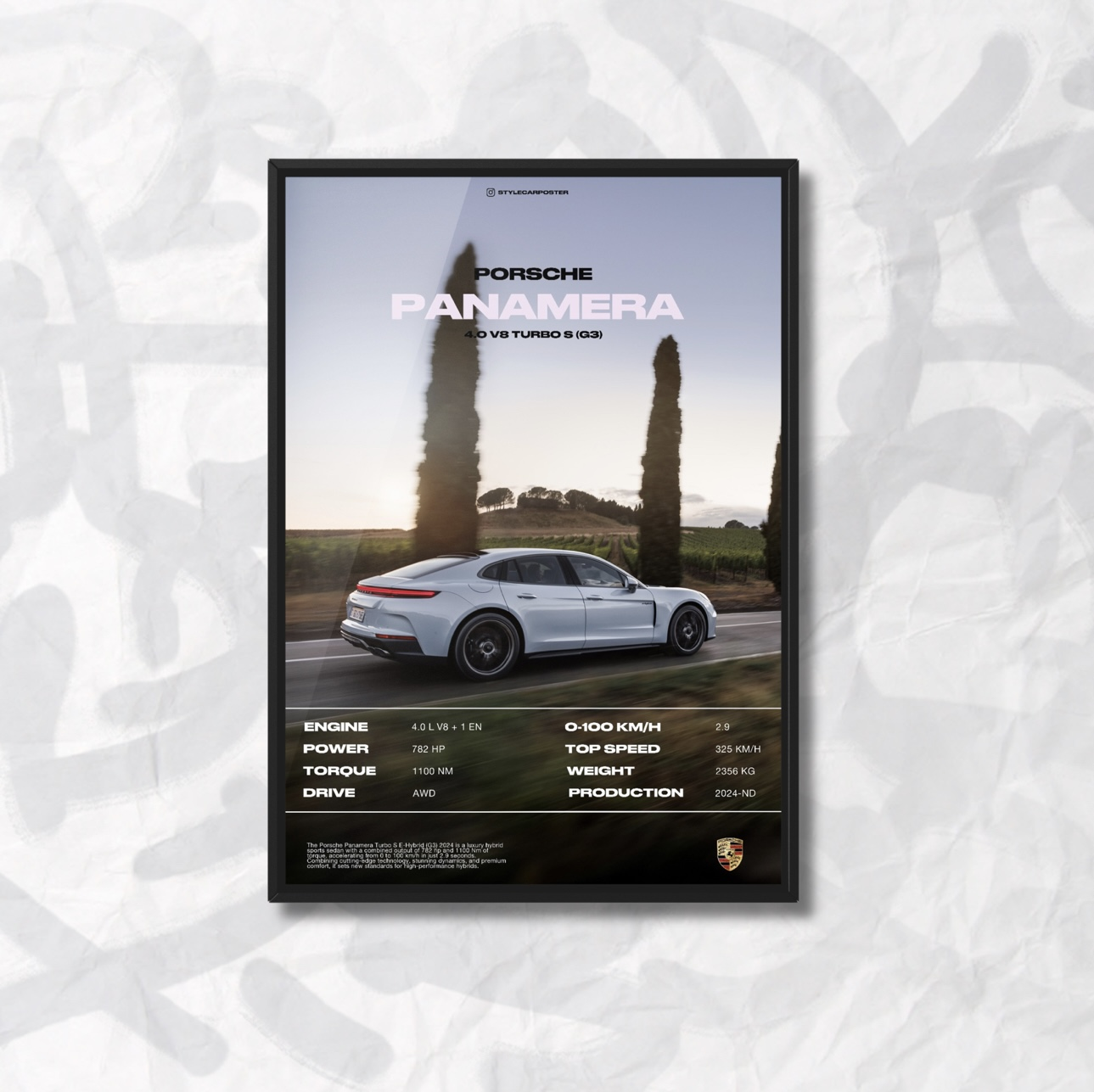 Картина с авто Porsche Panamera Turbo S задняя часть дизайн Automotive Elegance А3 297х420 мм (PR0087)