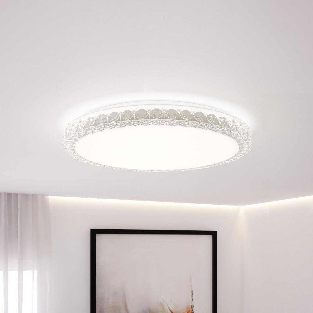 Потолочный светильник DIAMOND 80 Вт с RGB подсветкой и пультом круглый Белый (5265)