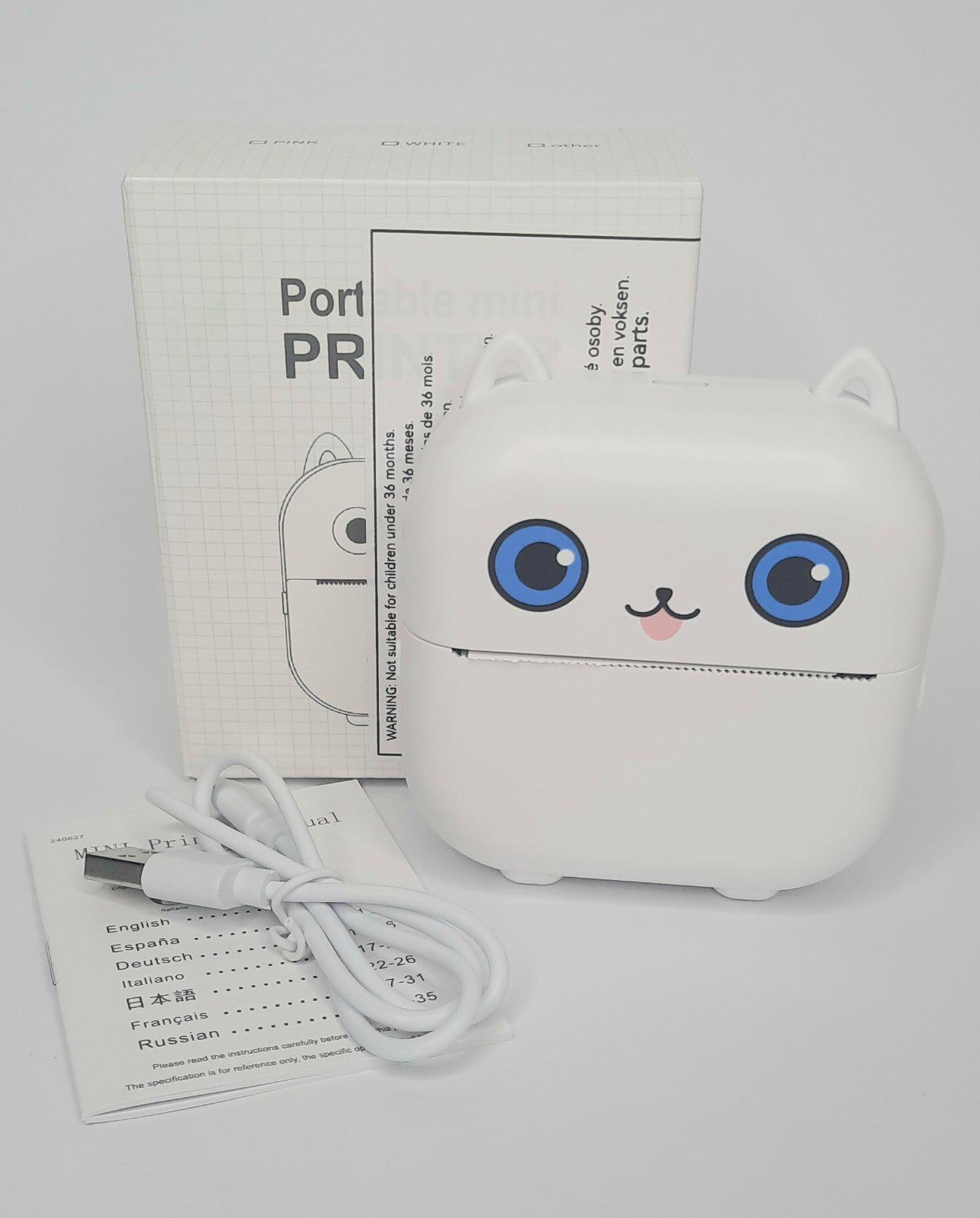 Термопринтер дитячий Mini Printer Котик Bluetooth X15 Білий - фото 6 Термопринтер дитячий Mini Printer Котик Bluetooth X15 Білий - фото 6