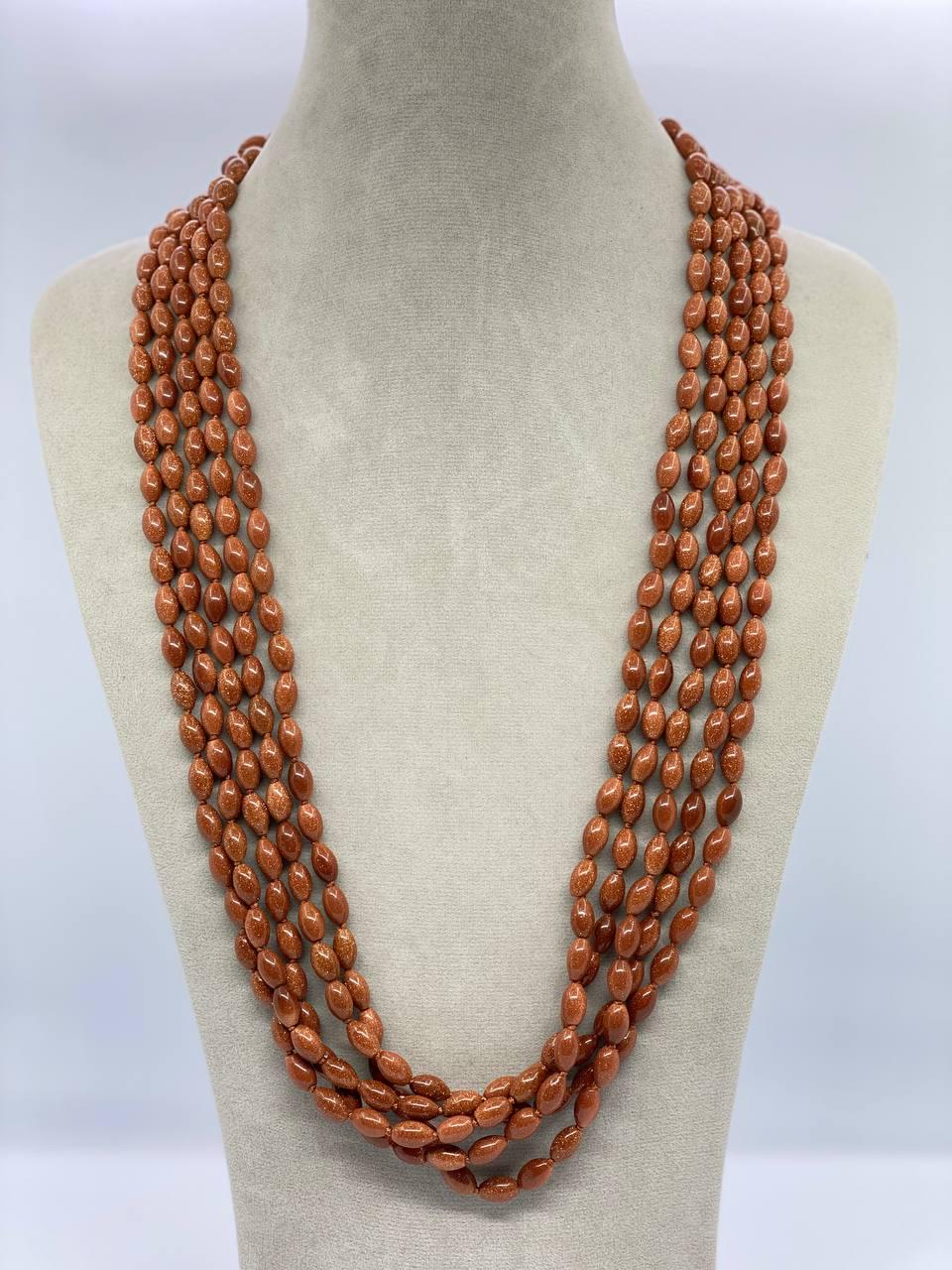 Намисто авантюрин 70 см Коричневий (737)