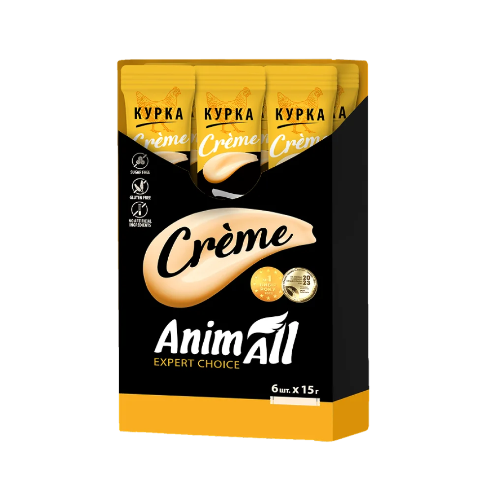 Ласощі для котів AnimAll Сrème зі смаком курки 6х15 г (176400)