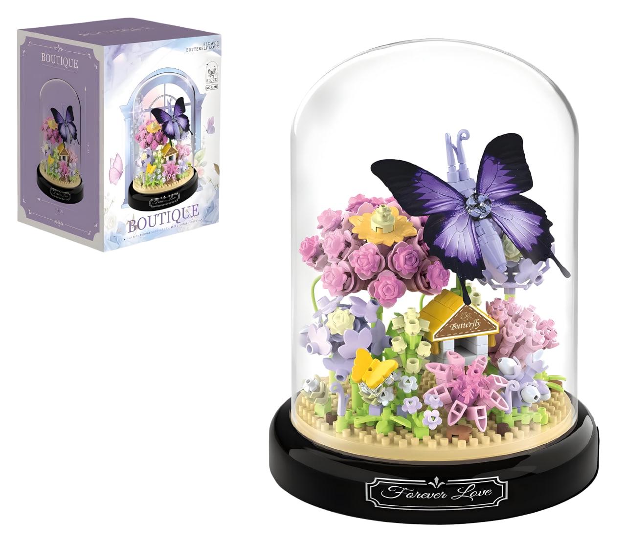 Конструктор 3D Квіти з метеликом під колбою 582 дет. (2281-P)