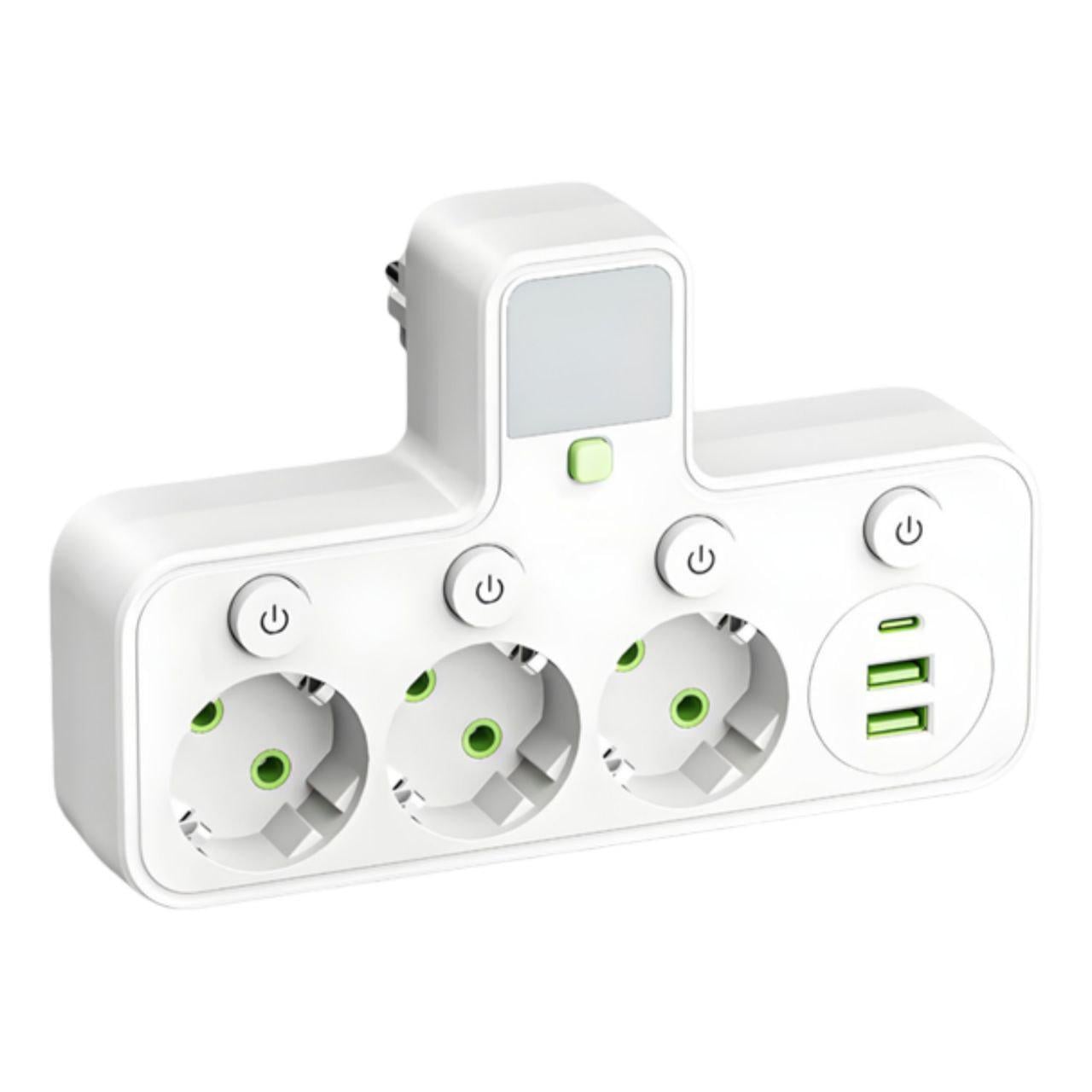 Фильтр-разветвитель сетевой J24U с ночником 0256/МК 3 розетки/USB/Type-C Белый (34502888)