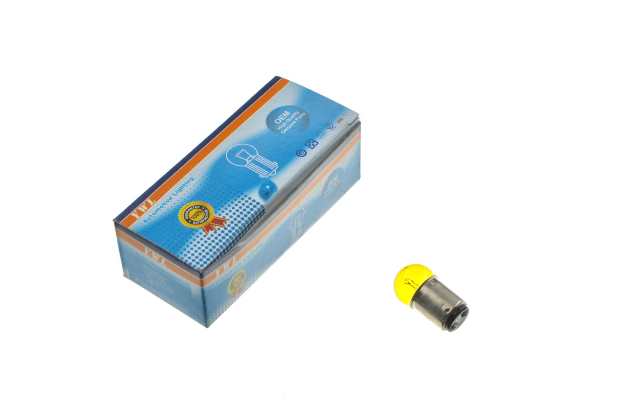 Лампа TOPCROWN S25 2PIN 12V 10W/5W Желтый (L-233)