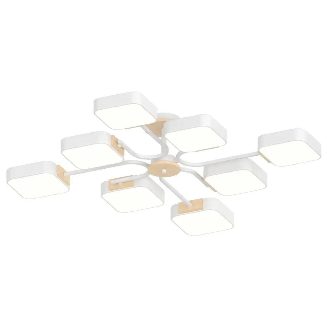 LED-люстра потолочная Valeso V-XI3348-8 WH+Wood 144W (28688449)