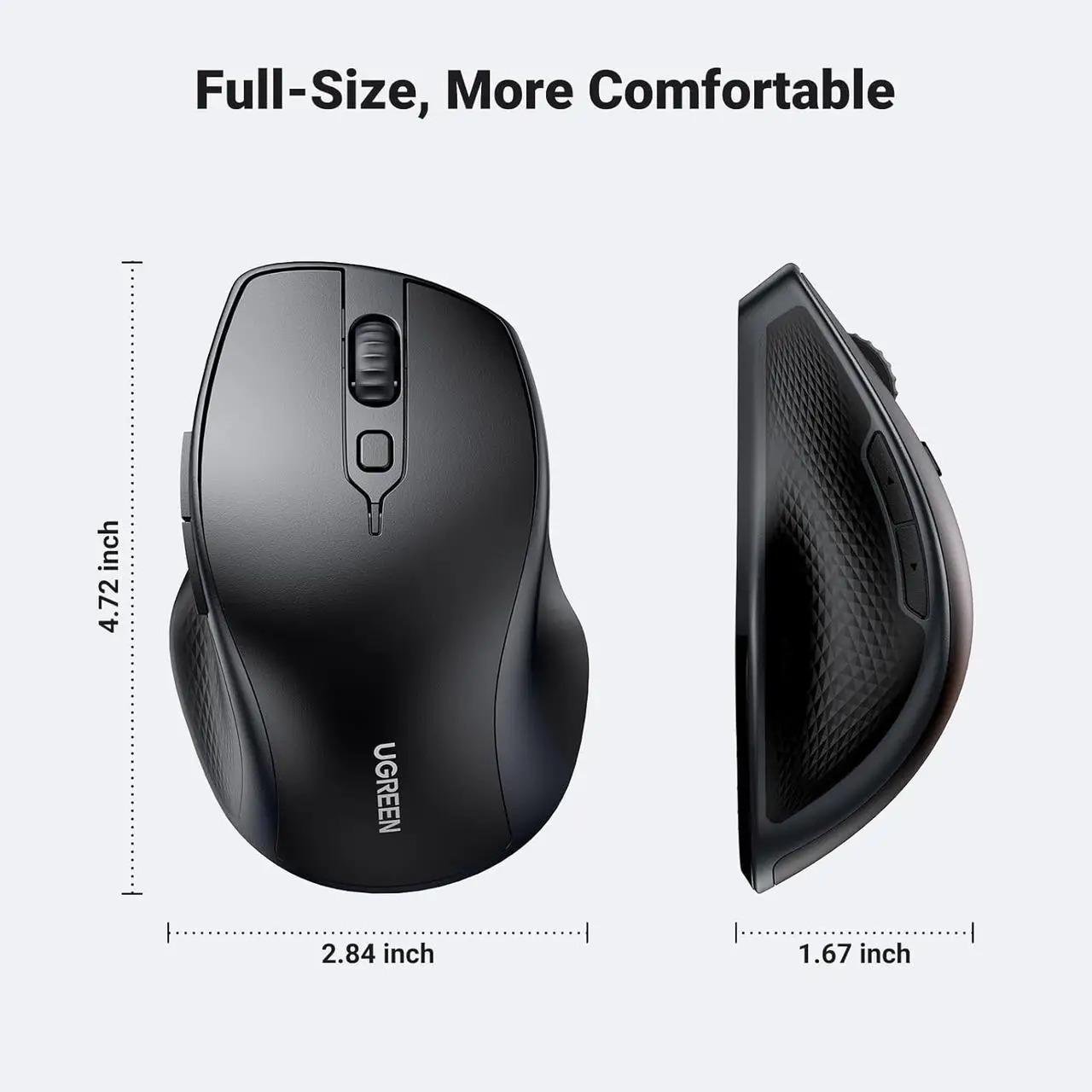 Миша бездротова безшумна Ugreen MU101 Ergonomic Wireless Mouse Black - фото 7