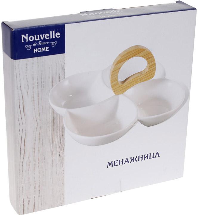Менажница 4-х секционная Ceram-Bamboo 25 см из фарфора Белый (BD-375-394) - фото 2 Менажница 4-х секционная Ceram-Bamboo 25 см из фарфора Белый (BD-375-394) - фото 2
