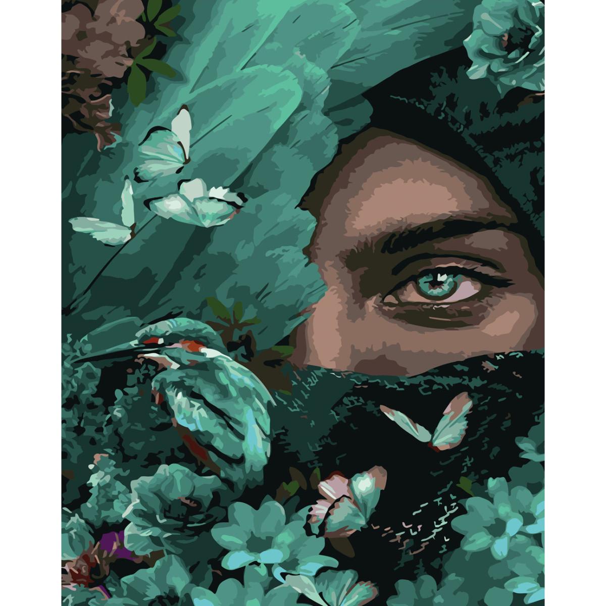 Картина по номерам Strateg Премиум Оттенки зеленого с лаком 40х50 см (SY6719)