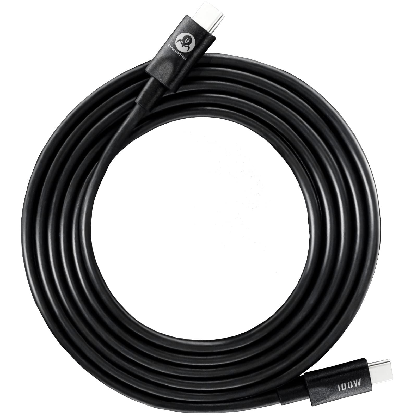 Кабель для зарядки и синхронизации GravaStar USB-C - USB-C Quick Charge 3.0/PD 3.0 100 Вт 1,5 м Черный (GRAVASTARTC_BLK)
