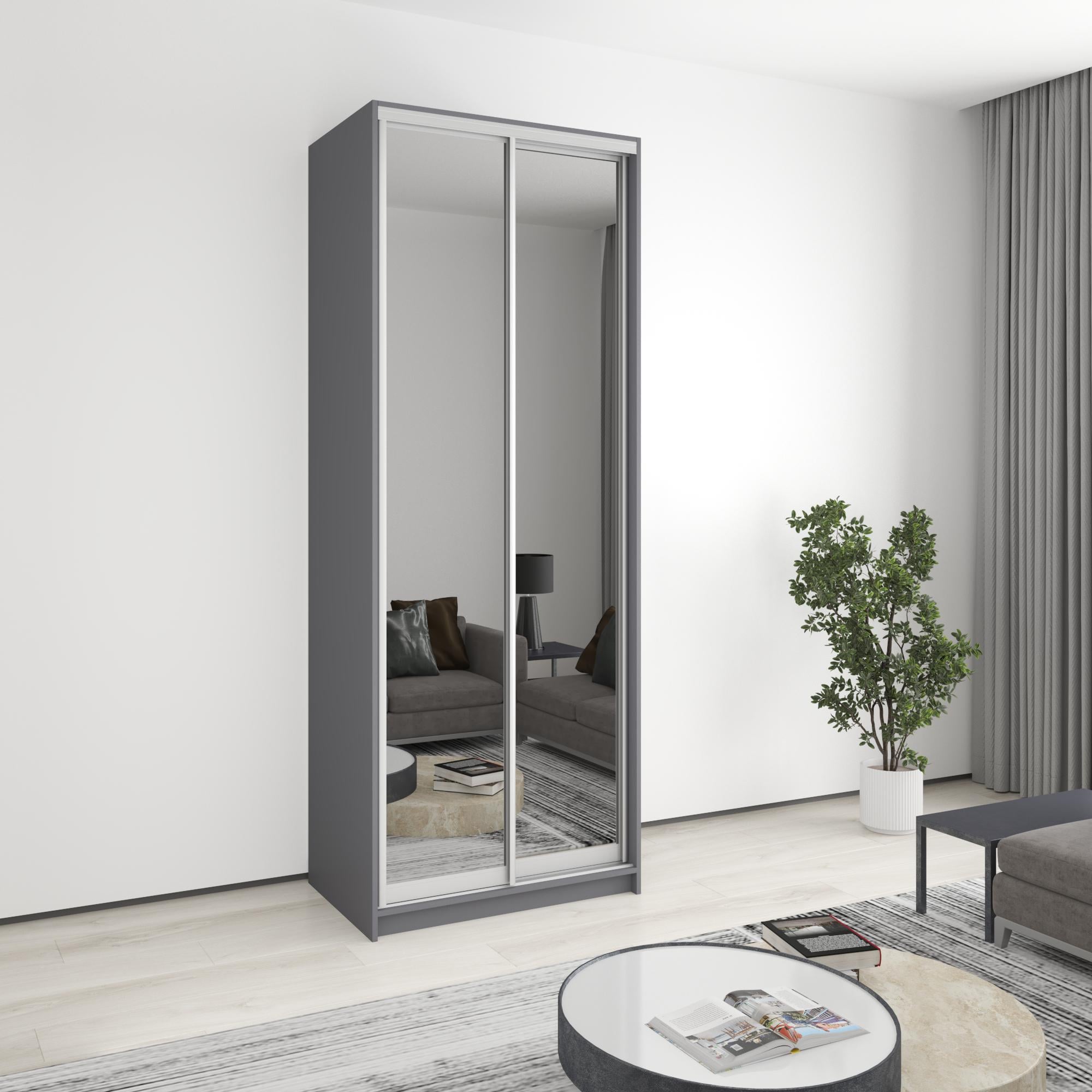 Шафа-купе дводверна MebelStar Уні AL 2 дзеркала 90x45x240 см Антрацит (MBS-4004)