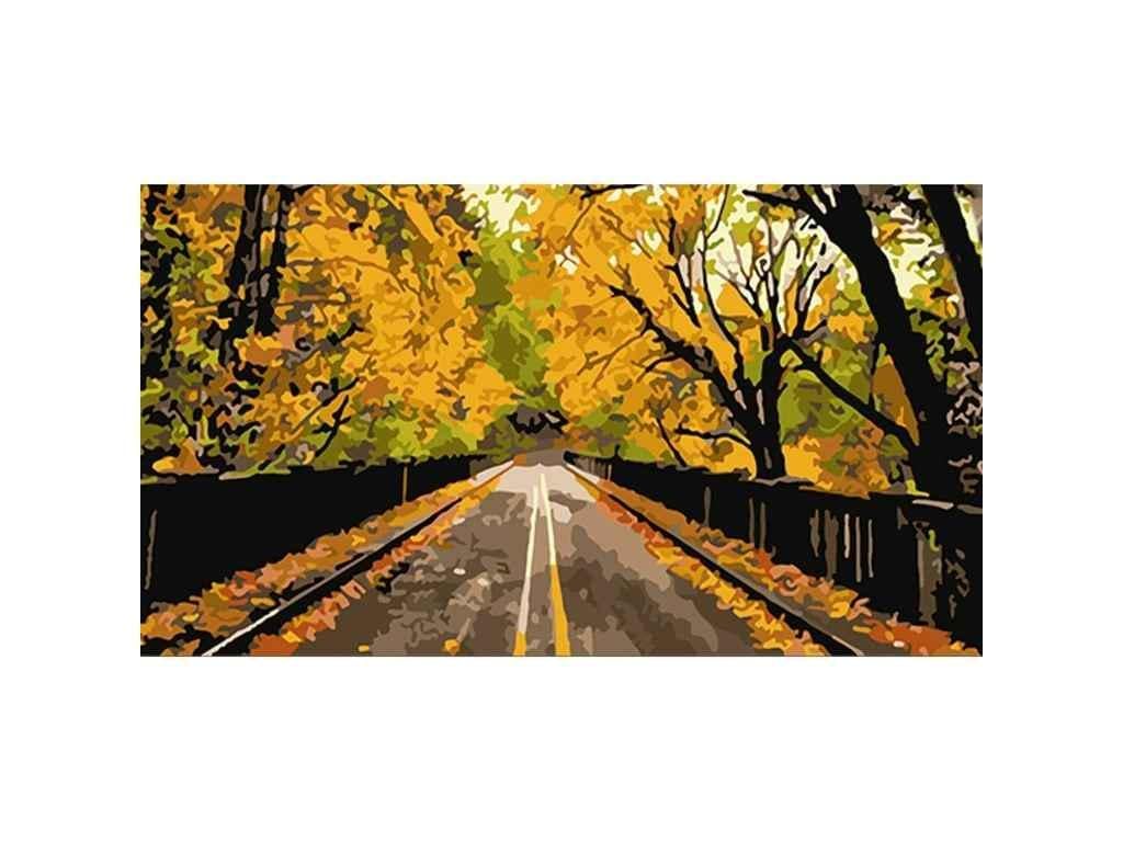 Картина по номерам Strateg Осенняя дорога 50х25 см (WW206)
