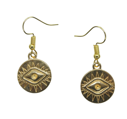 Серьги Jewelry Liresmina Глаз Ра эмаль 3,5 см Золотистый