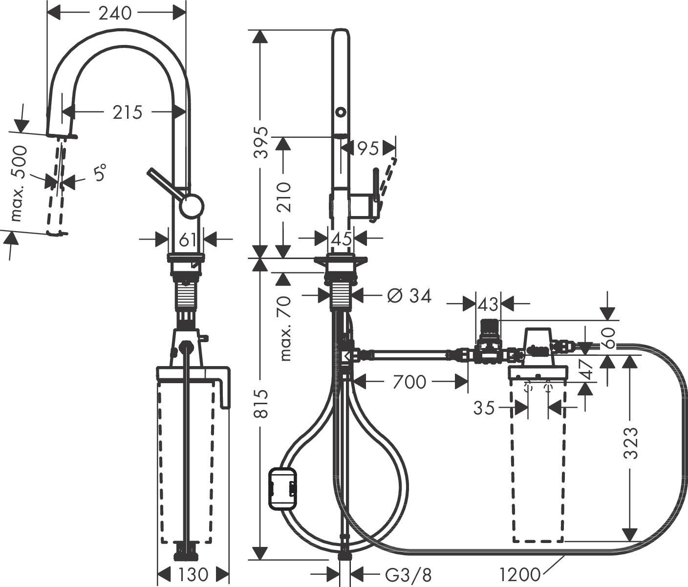 Змішувач для кухні Hansgrohe Aqittura M91 76826670 на дві води Чорний (148940) - фото 2