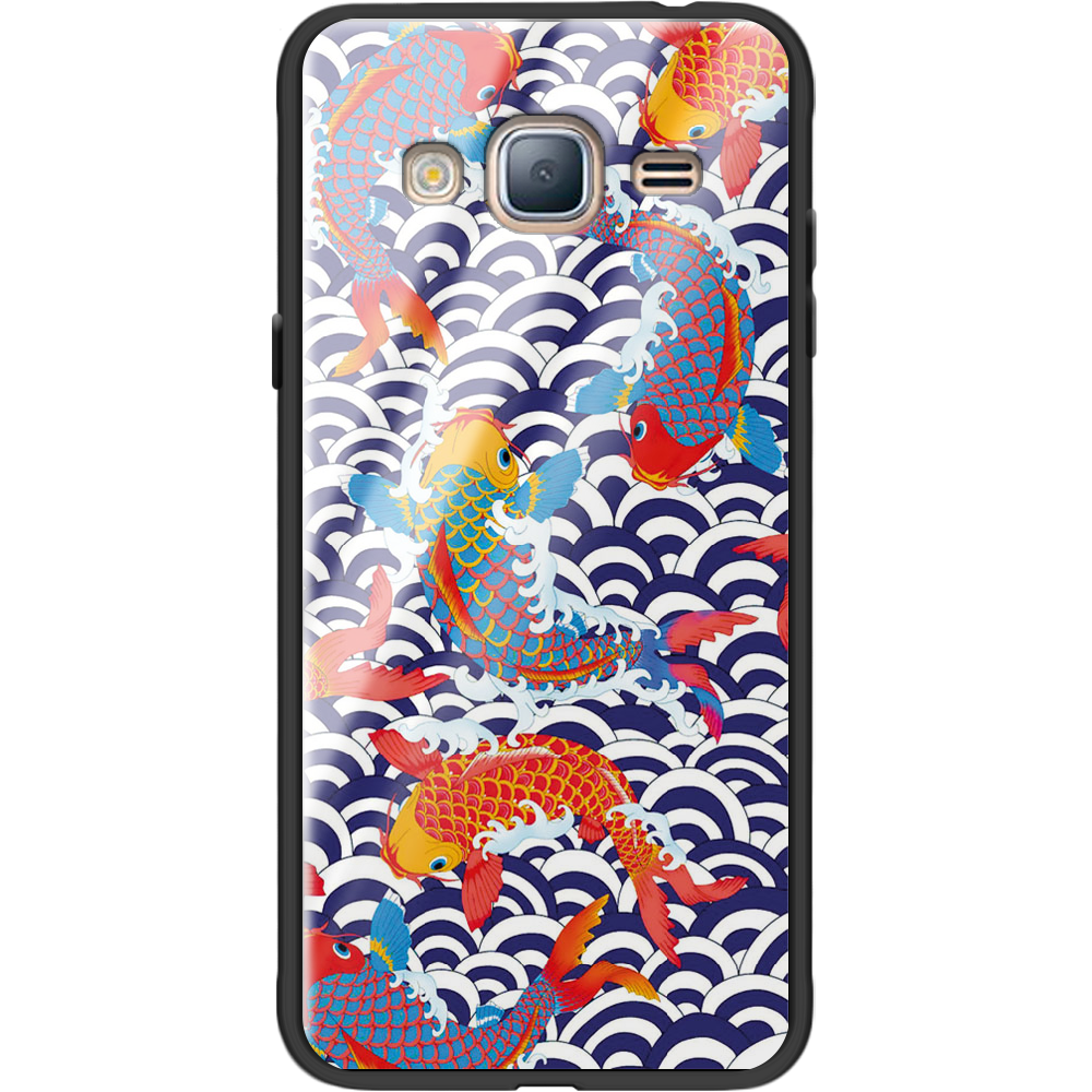 Чехол BoxFace Samsung J320 Galaxy J3 Koi Fish Черный силикон со стеклом (24962-up2477-37742)