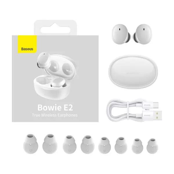 Бездротові навушники вакуумні BASEUS True Wireless Earphones Bowie E2 BT5.2 40/300 mAh IP55 White - фото 7