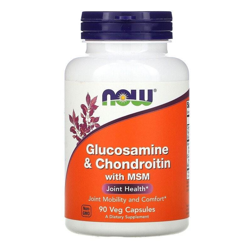 Для суставов и связок Now Foods Glucosamine & Chondroitin with MSM 90 капсул