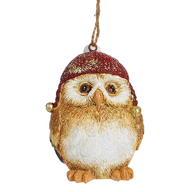 Декоративная фигурка на подвесе BonaDi Совушка в красной шляпе 10 см (218-272)