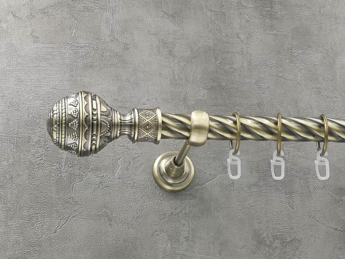 Карниз Quadrum Арабеска кручена штанга одинарний відкритий 25 мм 300 см Антик (262042291)