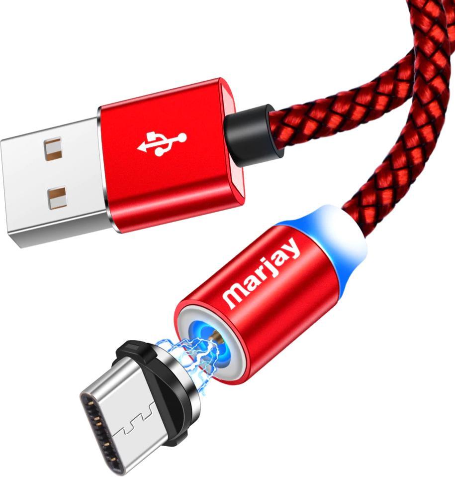 Кабель магнитный Marjay USB и магнитный переходник Type-C 1 м Red (10631)