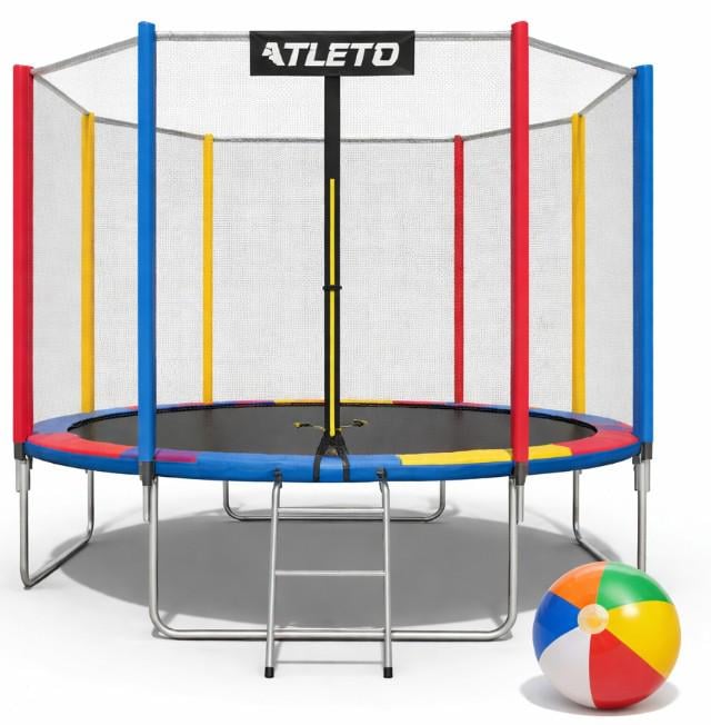 Батут Atleto з сіткою 374 см Multikolor (4307)
