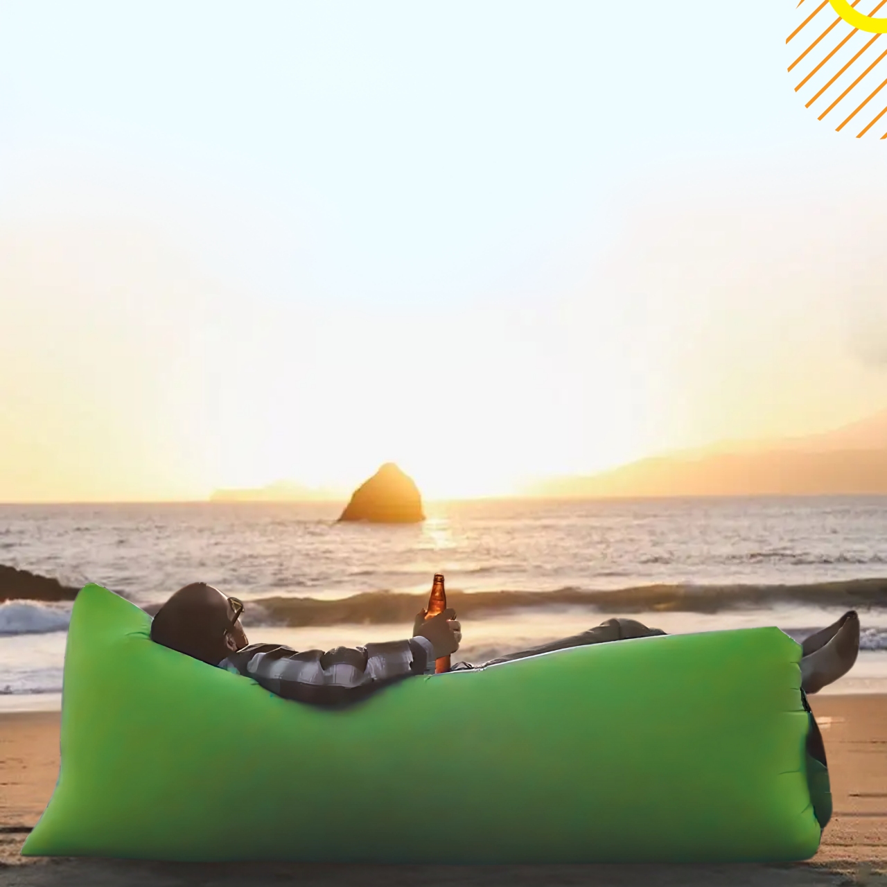 Лежак надувной Lamzac X-2 MAX двухслойный 200х90х70 см до 200 кг Салатовый (TM001278) - фото 6