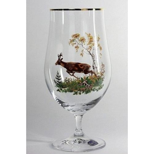 Пивной бокал на ножке Bohemia Косуля 550 мл прозрачное богемское стекло