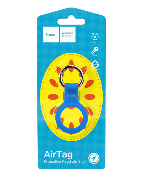 Чехол-брелок Hoco для Apple AirTag Silicone Protective Keychain Shell Short Style Blue